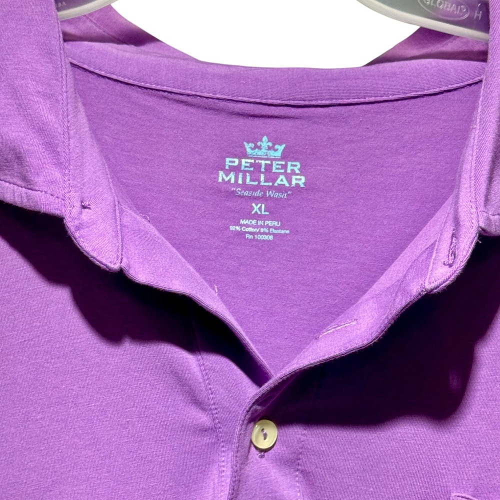 Peter Millar Seaside‎ Wash Polo Shirt Short Sleeve Casual Top Purple XL